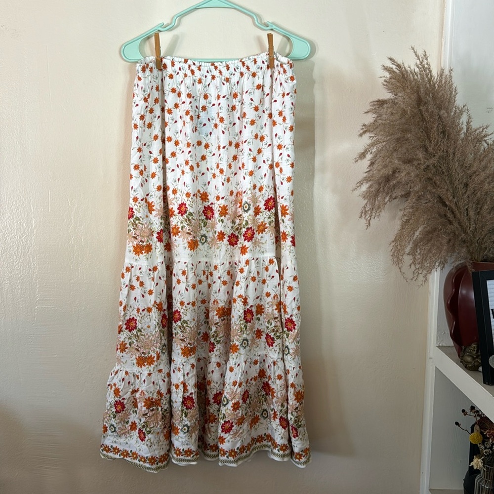 Floral Elastic Maxi Skirt